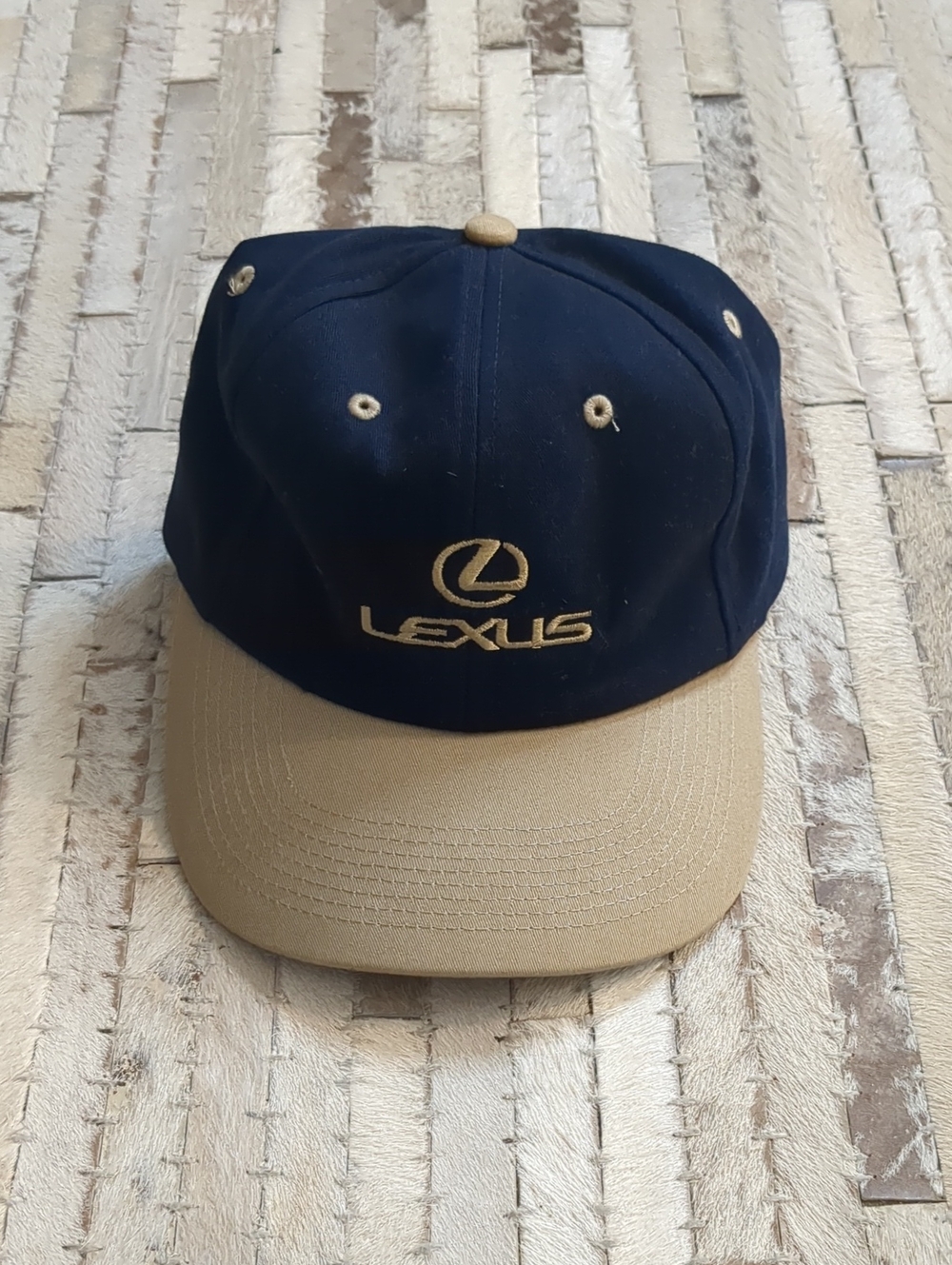 Lexus Official Merchandise Navy Beige Vintage Adjustable Baseball Cap Hat